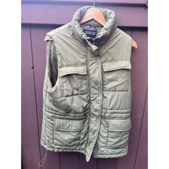 DKNY Active Hooded Vest Women Size Smalk in Full-Zip Washed Olive Green - Picture 1 of 9